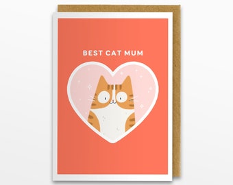 Best Cat Mum Card, Mother's Day Card From The Cat, Card From The Cat, Cat Valentine's Day Card, Cat Mum Birthday Card