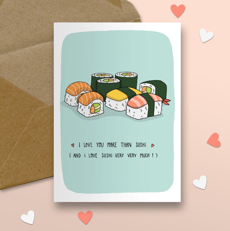 Ich liebe dich mehr als Sushi-Karte Sushi-Grußkarte | Etsy