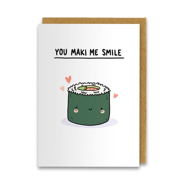 You Maki Me Smile Card, Sushi Greeting Card, Love Card, Friendship Card