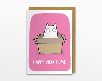 Happy New Home Cat Greeting Card, Cat Card, New Home Card