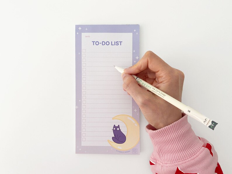 Cat To Do List Pad, Cosmic Cat Notepad, DL List Pad 50 Sheets, Checklist Pad image 4