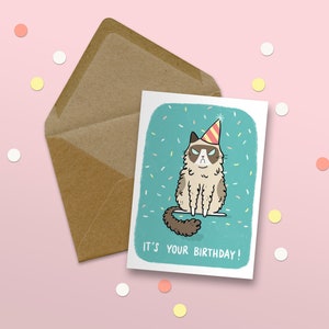 It's Your Birthday, Grumpy Cat Card, Greeting Card image 2