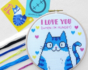 Cat Cross Stitch Kit, Sassy Cross Stitch, Modern Fun Counted Cross Stitch, Cross Stitch Gift
