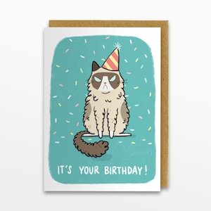 It's Your Birthday, Grumpy Cat Card, Greeting Card image 1