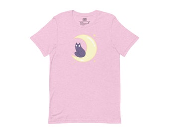 Cosmic Cat T-Shirt, Women T-Shirt, Cat Moon and Stars Tee