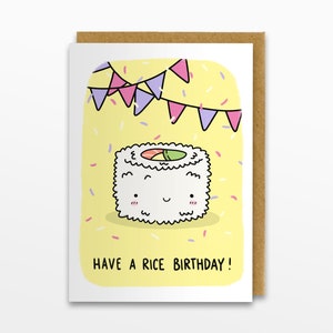 Have A Rice Birthday Greeting Card, Birthday Card, Sushi Card image 1