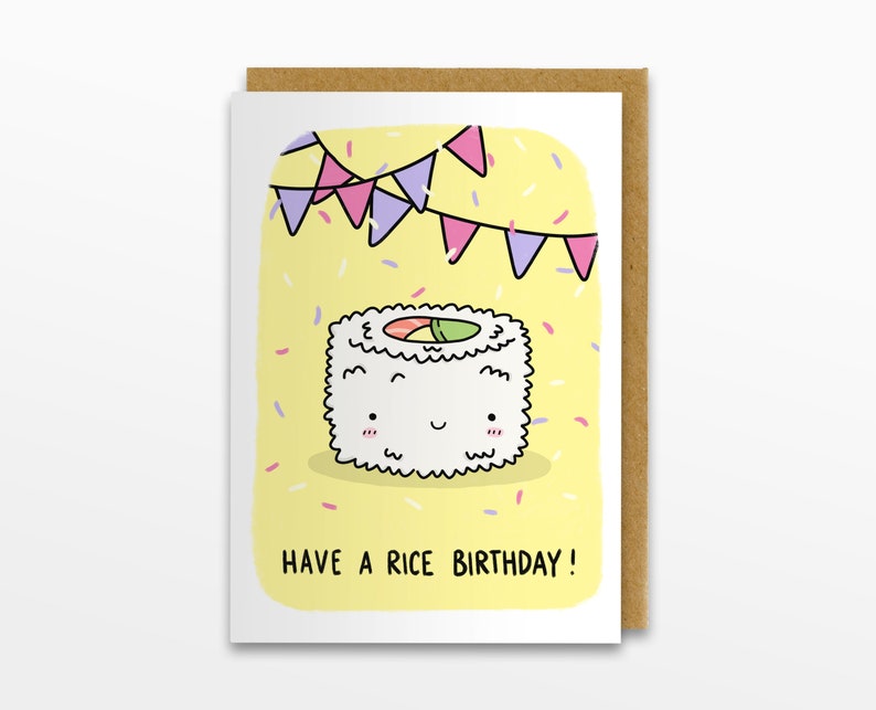 Have A Rice Birthday Greeting Card, Birthday Card, Sushi Card image 1