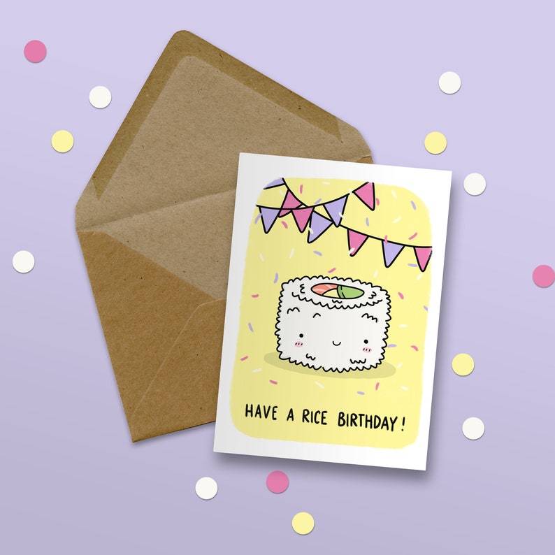 Have A Rice Birthday Greeting Card, Birthday Card, Sushi Card image 2