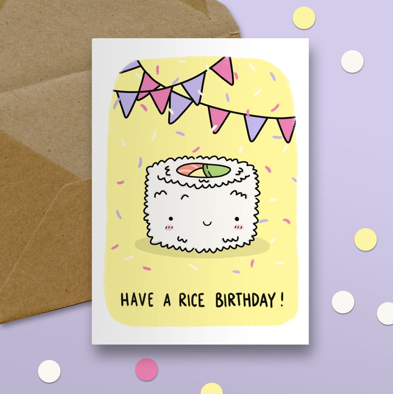 Have A Rice Birthday Greeting Card, Birthday Card, Sushi Card image 3
