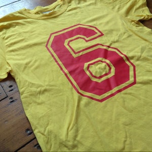 Varsity College Number 6 Yellow T-Shirt - Retro, Preppy, Various Sizes