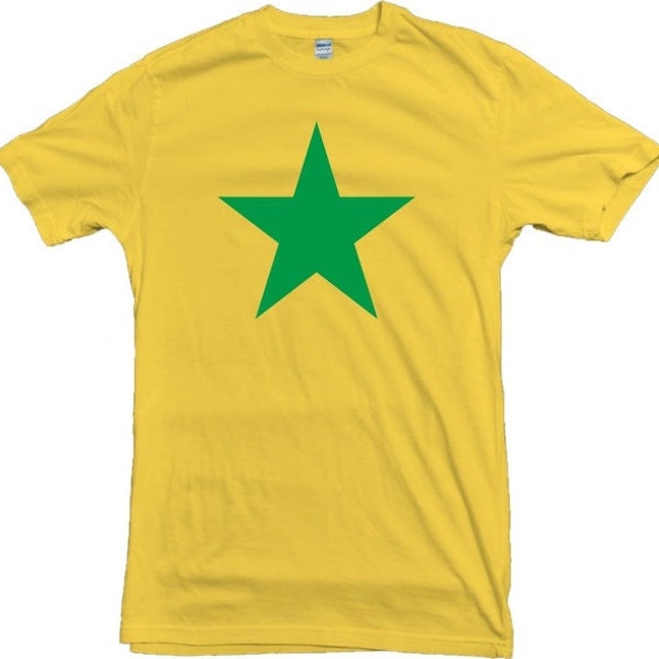 Star T-Shirt - Yellow With Green Print, Glam Rock, Retro, Punk, 1970's, S-XXL