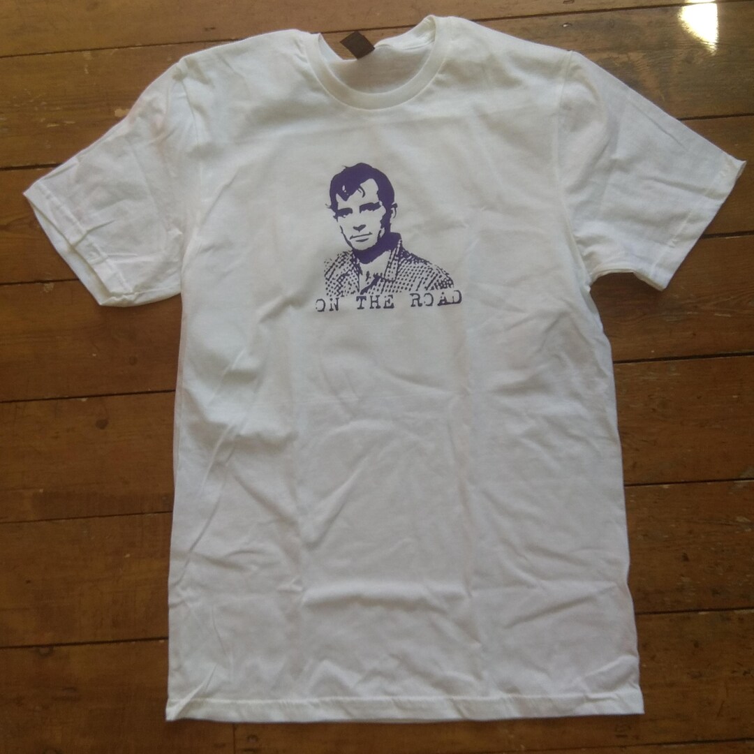 Women's T-Shirts [Out of Print] Jack Kerouac / On The Road V-Neck Tee (White) (Womens) On the Road unisex book cover t-shirt — Out of Print