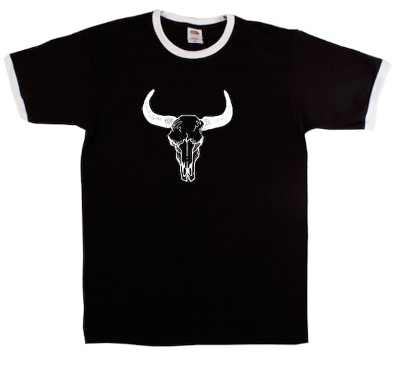 Ox Skull Ringer T-shirt - Desert, Cowboy S-XXL - Etsy
