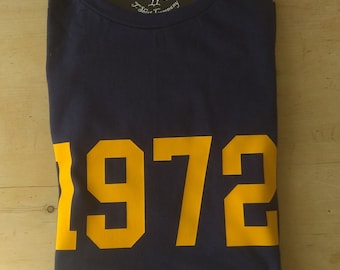 1972 College Style T-Shirt - Retro 70s College Style, Tour Date, Various Colours