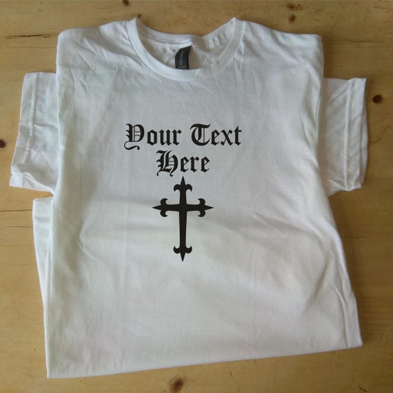 Custom Printed Gothic Cross T-shirt - Crucifix, Heavy Metal, S-XXL