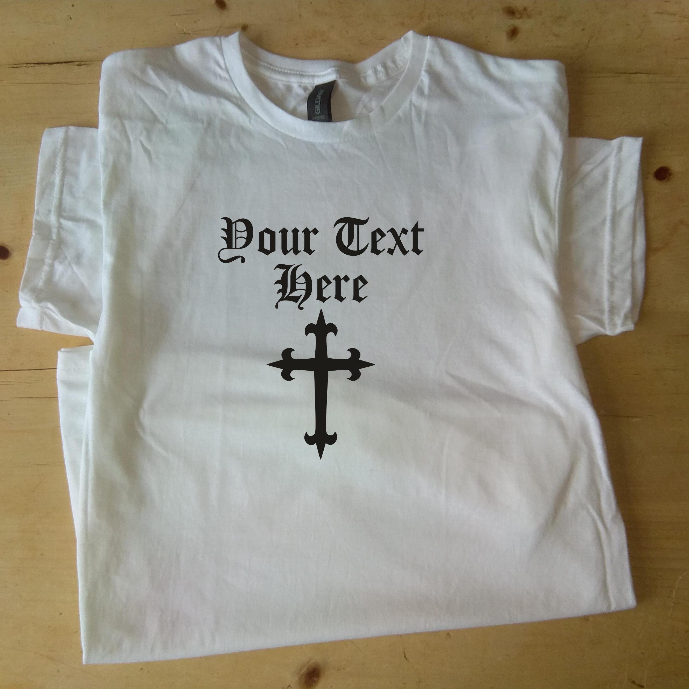 Custom Printed Gothic Cross T-shirt - Crucifix, Heavy Metal, S-XXL