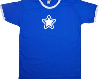 Star Outline Ringer T-Shirt - Curved, Indie, 90s, 00s, Various Colours
