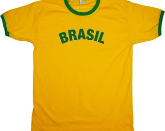 Brasil Ringer T-Shirt - Retro Style, Souvenir, Brazil, S-XXL