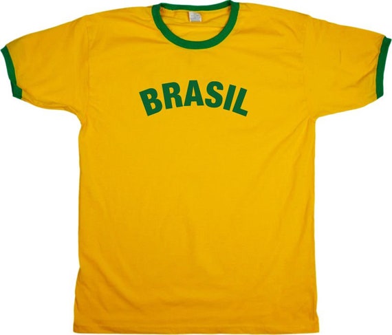 Brasil Ringer T-shirt Retro Style, Football, Brazil, S-XXL 