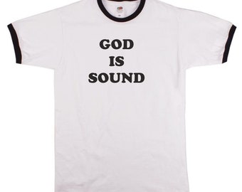 God Is Sound Ringer T-shirt - Retro, Rock n Roll, Various Colours
