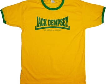 Jack Dempsey The Manassa Mauler Ringer T-Shirt, Boxing Legend, All Sizes/Colours