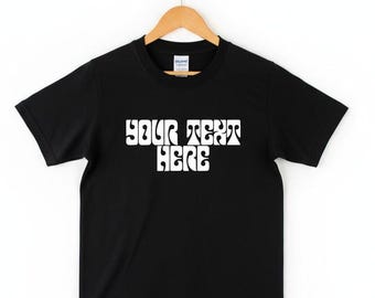 Personalisiertes individuell bedrucktes T-Shirt - Retro Psychedelic Font, 60er, 70er Jahre, verschiedene Farben