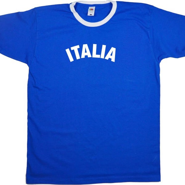 Italia Ringer T Shirt - Retro Style, Football, Italy, S-XXL