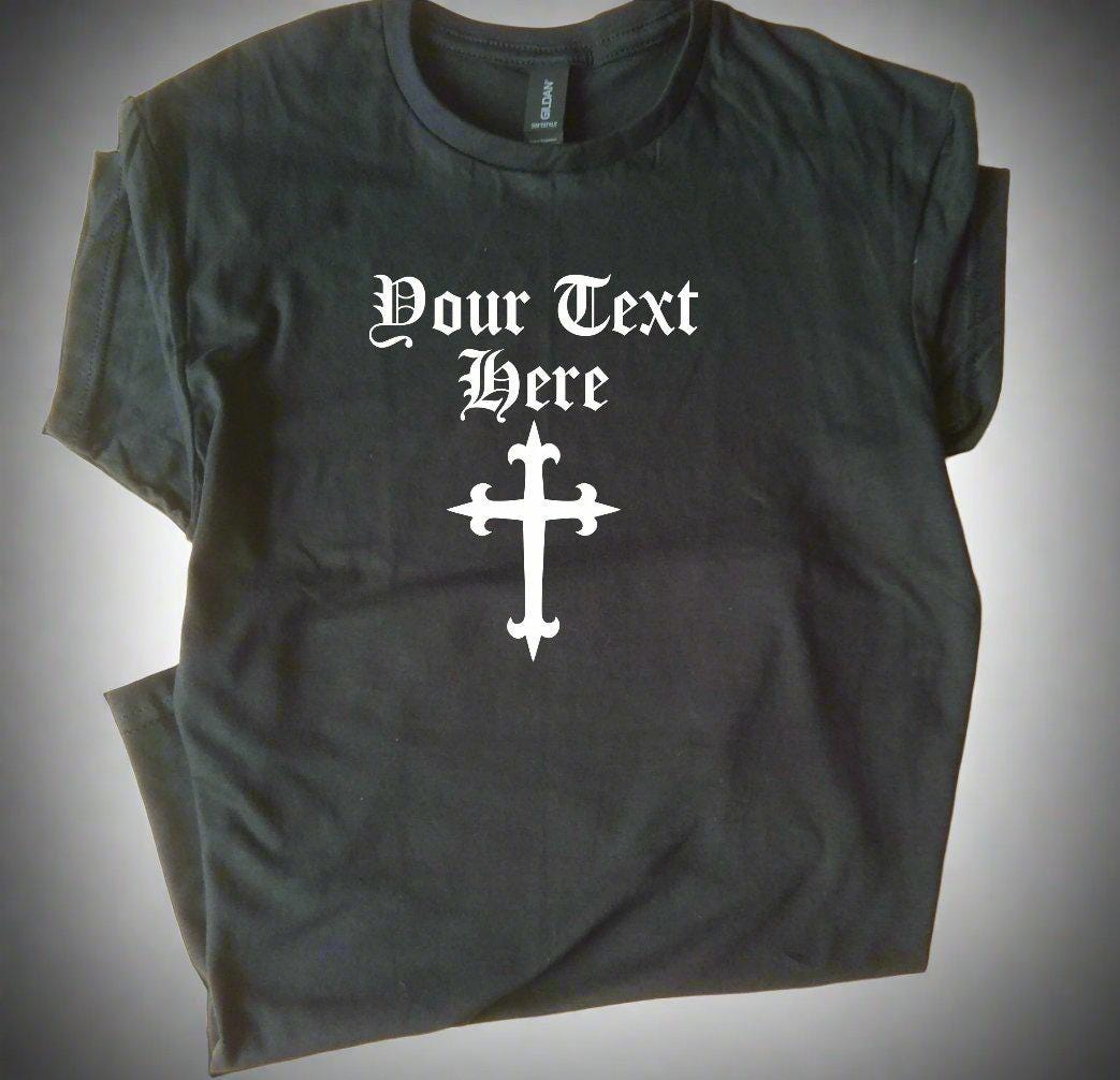 Custom Printed Gothic Cross T-shirt - Crucifix, Heavy Metal, S-XXL