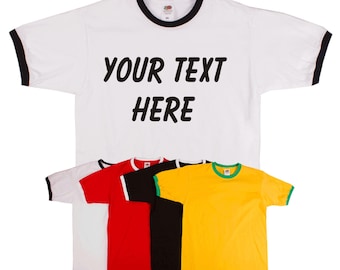 Custom Printed Personalised T-Shirts - Ringer T-shirt, All Sizes/Various Colours