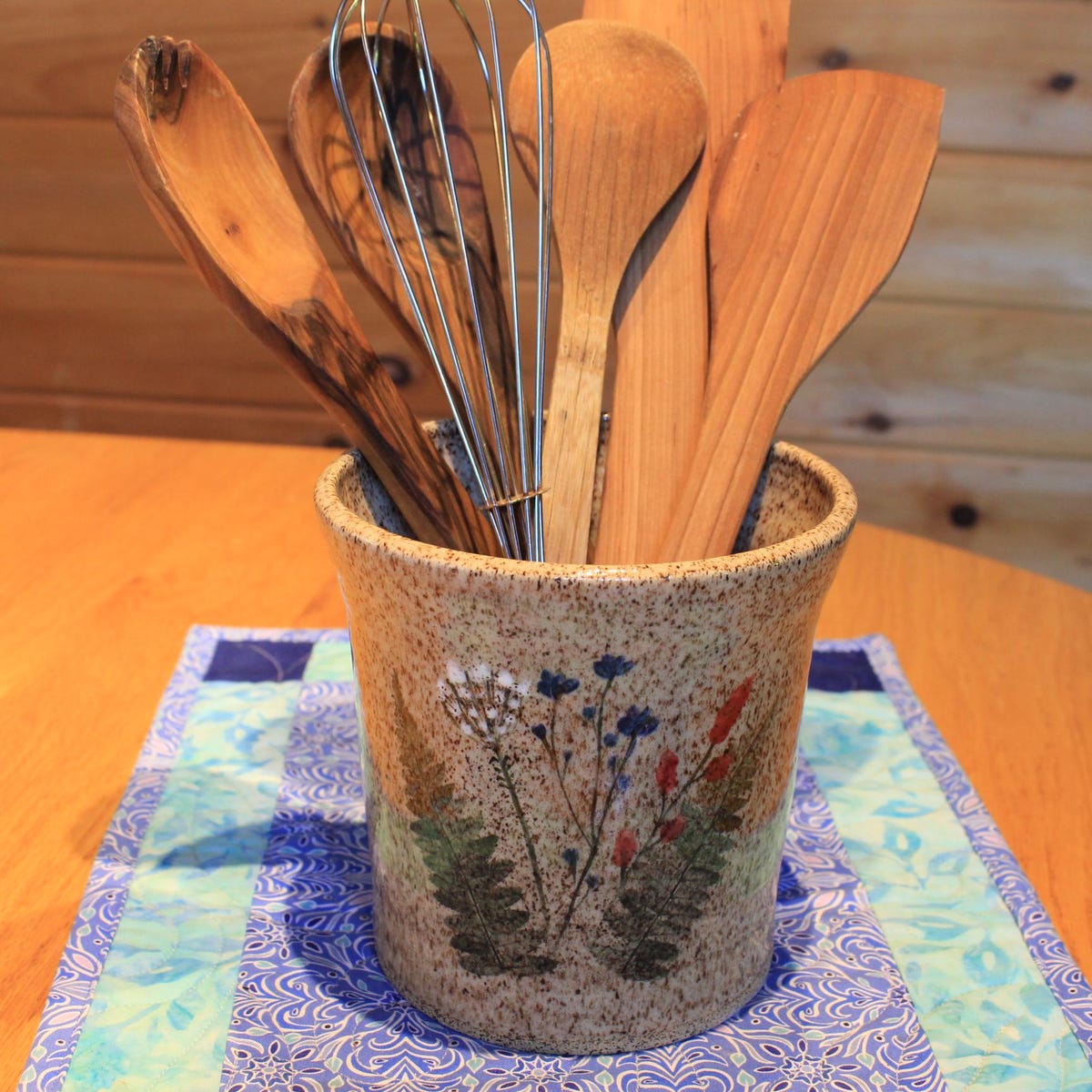 Pottery Wild Flower Utensil Crock - Etsy