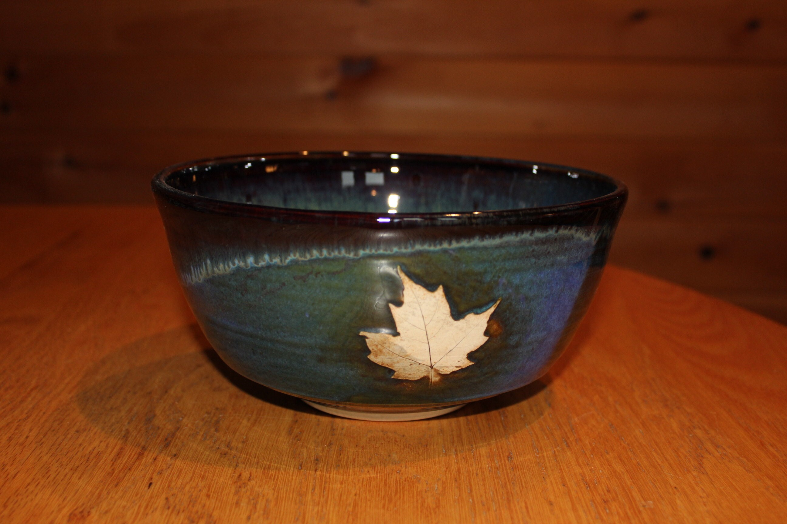 Stoneware Pottery Maple Leaf Bowl Etsy