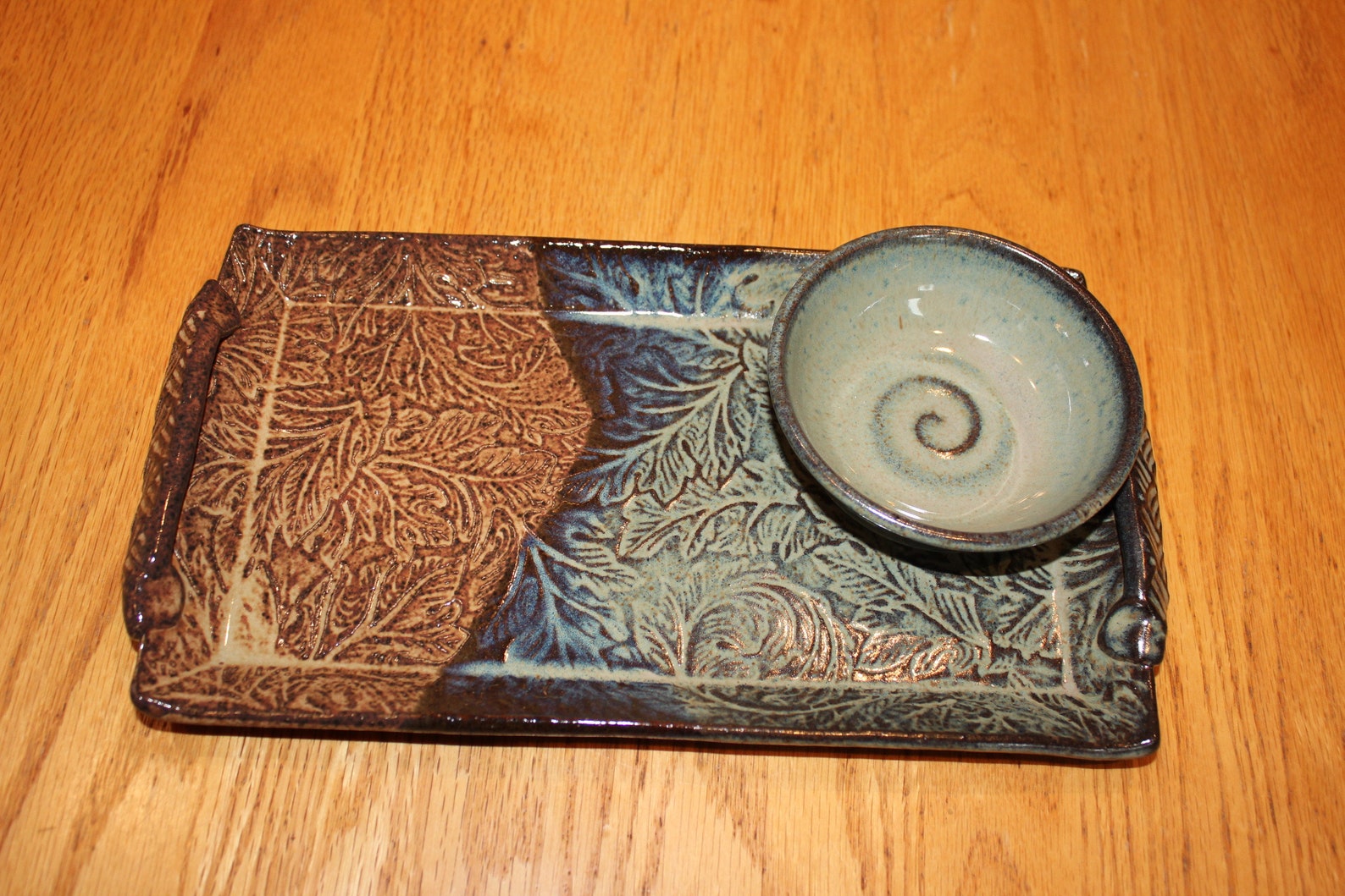 Stoneware Pottery Bowl and Tray Set Etsy