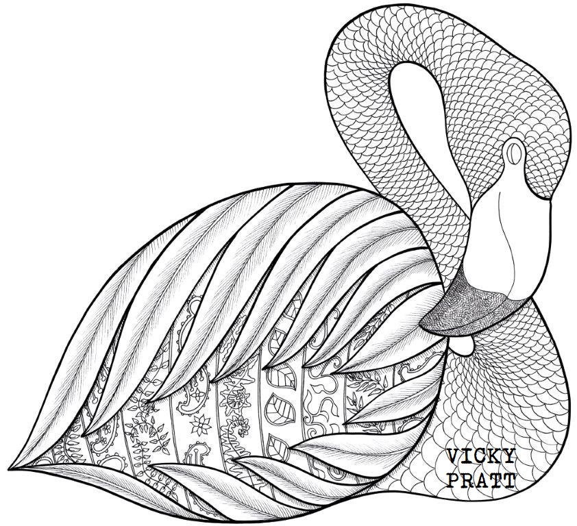 Flamingo Colouring in CARD | Etsy