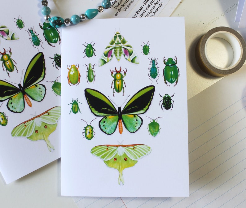 Green Insects CARD - Etsy
