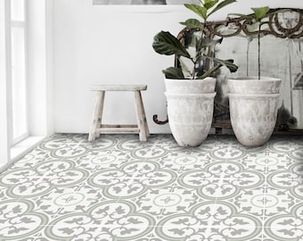 Quadrostyle Tile stickers - Tiles for Kitchen/Bathroom Back splash - Anti-Skid Laminate Floor Decal - Trefle Thistle