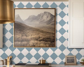 Quadrostyle Checkerboard Vinyl Wall & Floor Stickers in Powder Blue | Two tone Kitchen Tile Decals | Vinyl Bathroom Floor Tile