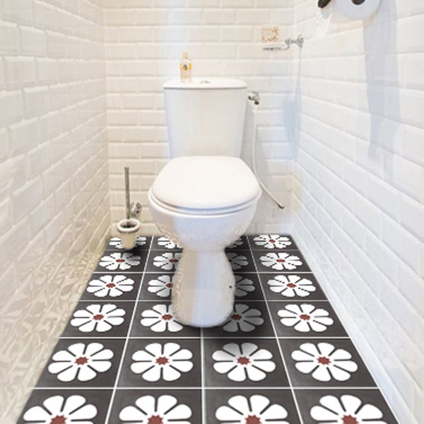 Quadrostyle Tile Decals - Tiles for Kitchen/Bathroom Back splash - Anti-Skid Laminate Floor Decal - Marguerite Pack in Cinder