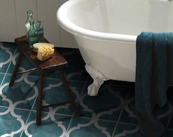 Quadrostyle Tile Decals - Tiles for Kitchen/Bathroom Back splash - Anti-Skid Laminate Floor Decal - Zahara Pack in Baltic Green