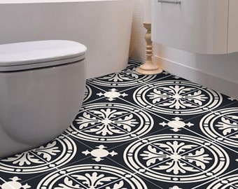 Quadrostyle Tile stickers - Tiles for Kitchen/Bathroom Back splash - Floor decals - Barolo Vinyl Tile Sticker Pack color Black