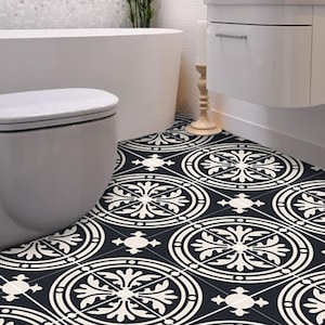 Quadrostyle Tile stickers - Tiles for Kitchen/Bathroom Back splash - Floor decals - Barolo Vinyl Tile Sticker Pack color Black