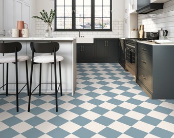 Tile Decals - Tiles for Kitchen/Bathroom Back splash - Floor decals - Checkerboard in Powder Blue