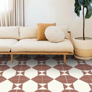 Quadrostyle South Western Tile Stickers - Terracotta Tiles for Kitchen/Bathroom Backsplash - Anti-Skid Laminate Floor Decal - Cheyenne