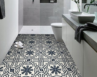 Quadrostyle Tile stickers - Tiles for Kitchen/Bathroom Back splash - Floor decals - Agrigento Vinyl Tile Sticker Pack color Ink