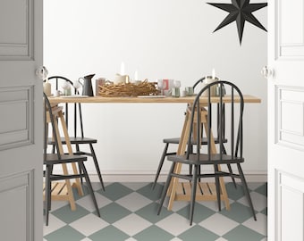 Quadrostyle Checkerboard in Green Sage Vinyl Wall & Floor Stickers  | Two tone Kitchen Tile Decals | Vinyl Bathroom Floor Tile
