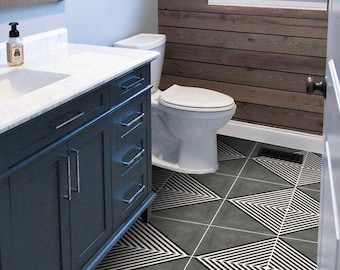 Quadrostyle Vinyl Floor Tile Sticker - Anti-Skid Laminate Floor Decal - Piazza in Black Tile Sticker Pack