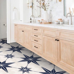 Quadrostyle Tile stickers - Tiles for Kitchen/Bathroom Back splash - Anti-Skid Laminate Floor Decal - Astra Navy