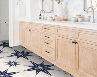 Quadrostyle Tile stickers - Tiles for Kitchen/Bathroom Back splash - Anti-Skid Laminate Floor Decal - Astra Navy