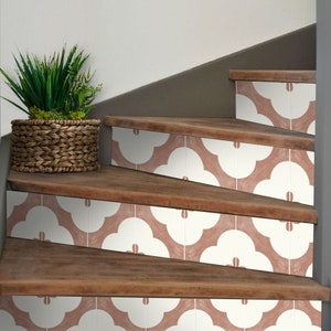 Stair Riser Stickers - Removable Stair Riser Tile Decals - Claude Sienna Pack of 6 - Peel & Stick Stair Riser Deco Strips - 48&quot; long
