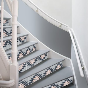 Quadrostyle Southwest Stair Riser Stickers - Removable Stair Riser Tile Decals - Cortez Pack of 6 - Peel & Stick Stair Riser Deco Strips