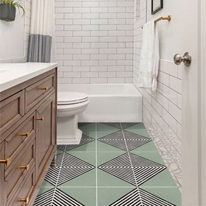 Quadrostyle Vinyl Floor Tile Sticker - Anti-Skid Laminate Floor Decal - Piazza in Green Tile Sticker Pack